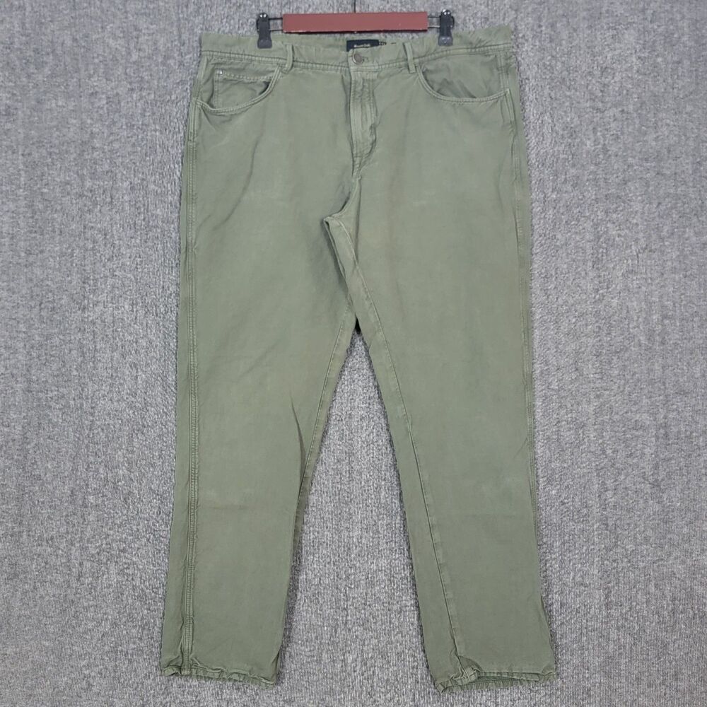 Massimo Dutti Jeans Mens 36 Green Cotton Linen Blend Tapered Fit Pants (37x28)